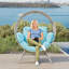 Fauteuil pour patio en osier avec coussin-1781158591