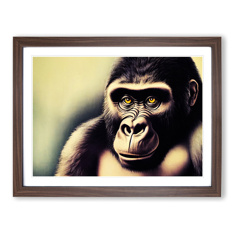 Great Gorilla - Print, 25cm H x 34cm W, Walnut