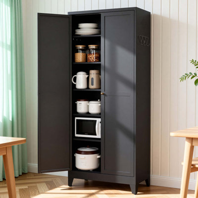 Armoire de rangement en métal robuste avec tablettes réglables et assemblage sans outil