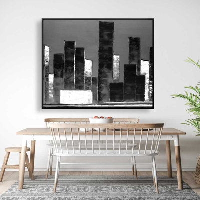 Abstract Black and White Buildings - Monochrome Cities Canvas