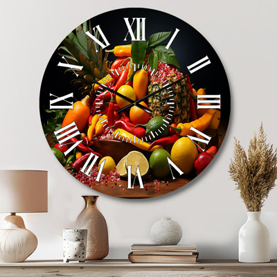 Caribbean Fruits II - Food & Beverage White Face Wall Clock