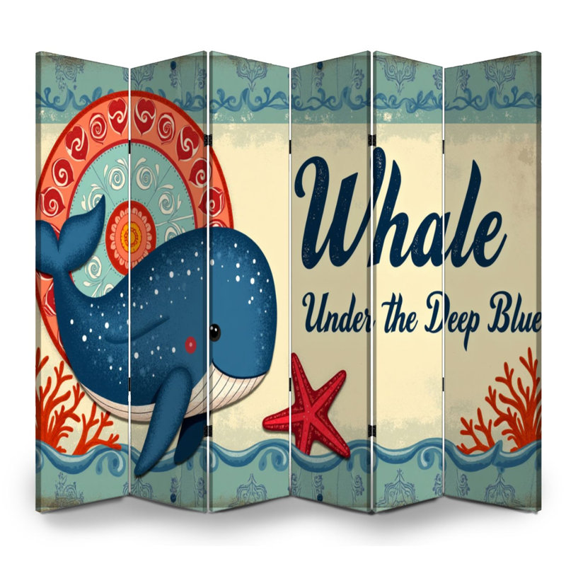Cloison pliante 6 panneaux paravent Royal Old Whale