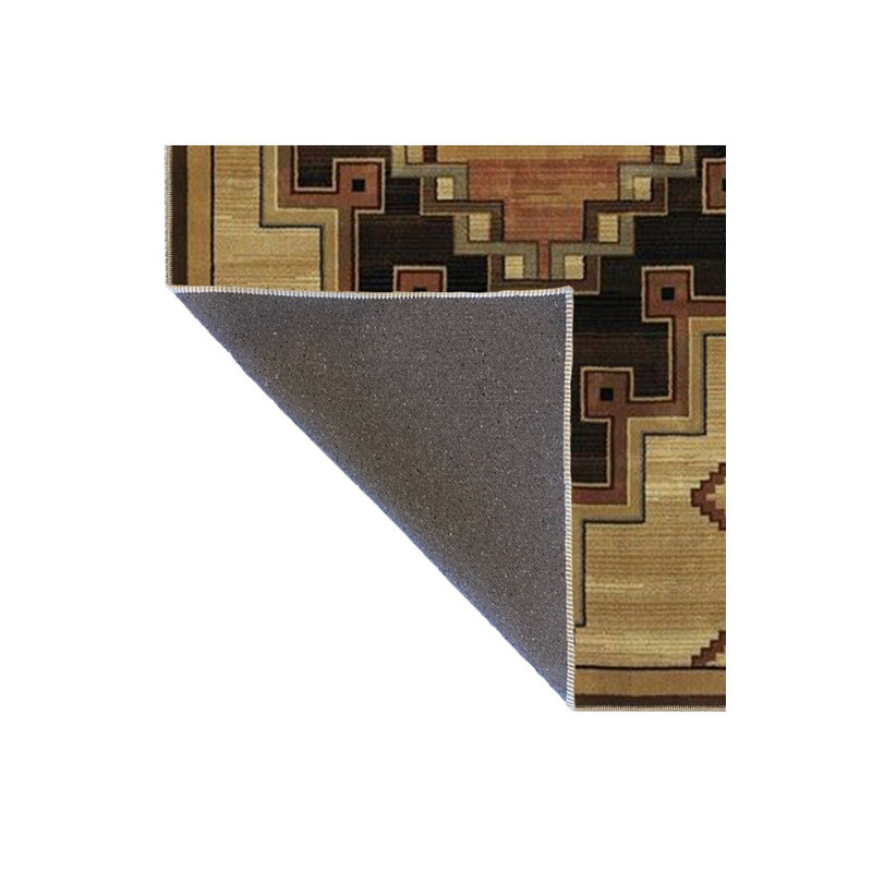 Tapis décoratif lavable à la machine à motif géométrique à motif géométrique beige, Carré 3 pi 3 po