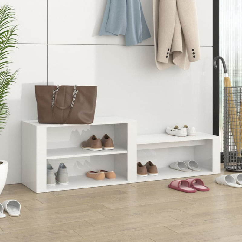 9 Pair Shoe Rack, High Gloss White