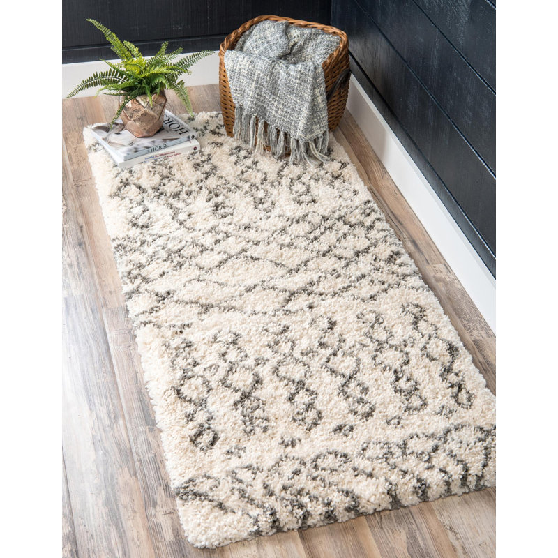Paquette Geometric Shag Area Rug, Runner 79 x 305cm