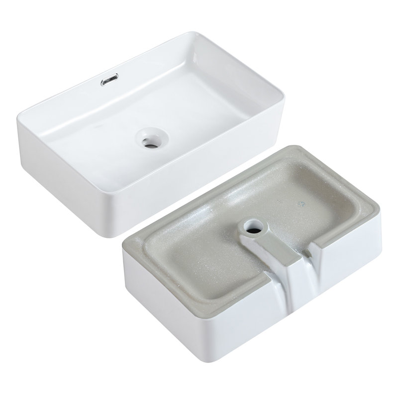 HOROW Neidlinger Ceramic Rectangular Sink with Overflow, 14cm H x 55cm L x 35cm W