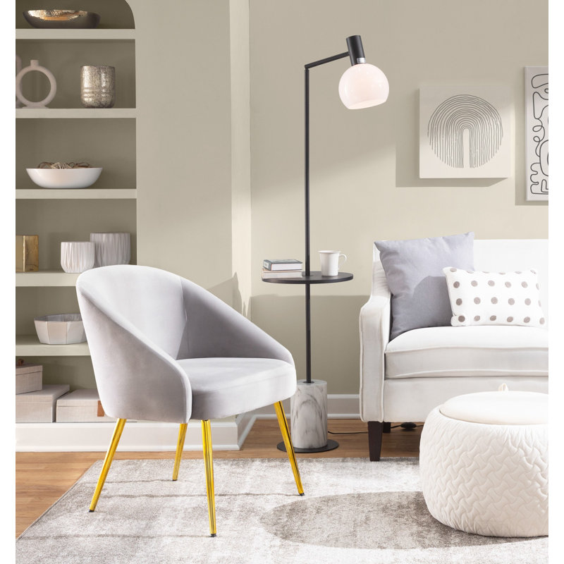 Chaise avec accoudoirs en velours Sutton, Argent