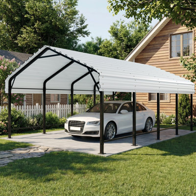 12 Ft. W x 20 Ft. D Heavy Duty Carport with Galvanized Steel Roof