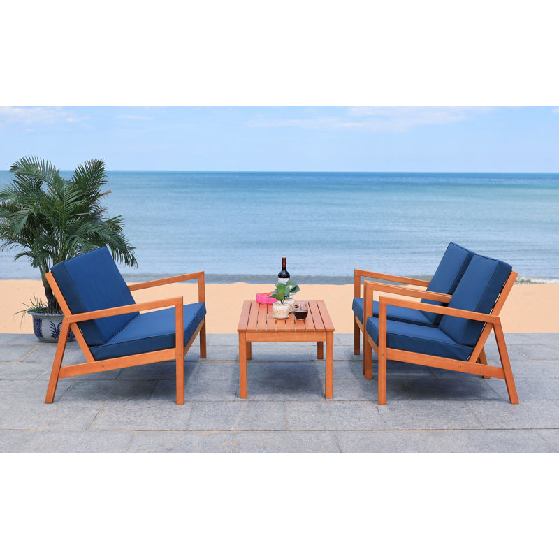 4 Piece Sofa Seating Group with Cushions, Navy