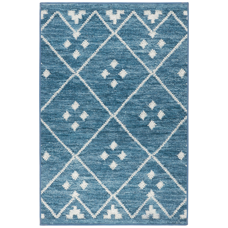 Kota Indigo Machine Washable Rug, Rectangle 8'6" x 11'6"