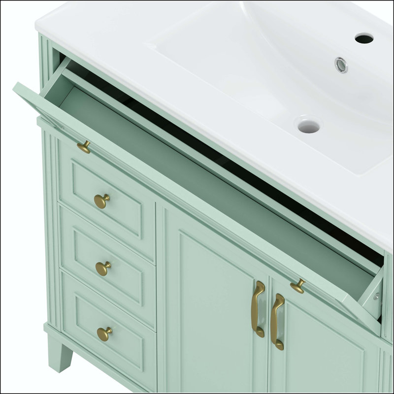 Meuble-lavabo 36 po avec rangement inclinable, Sage Green