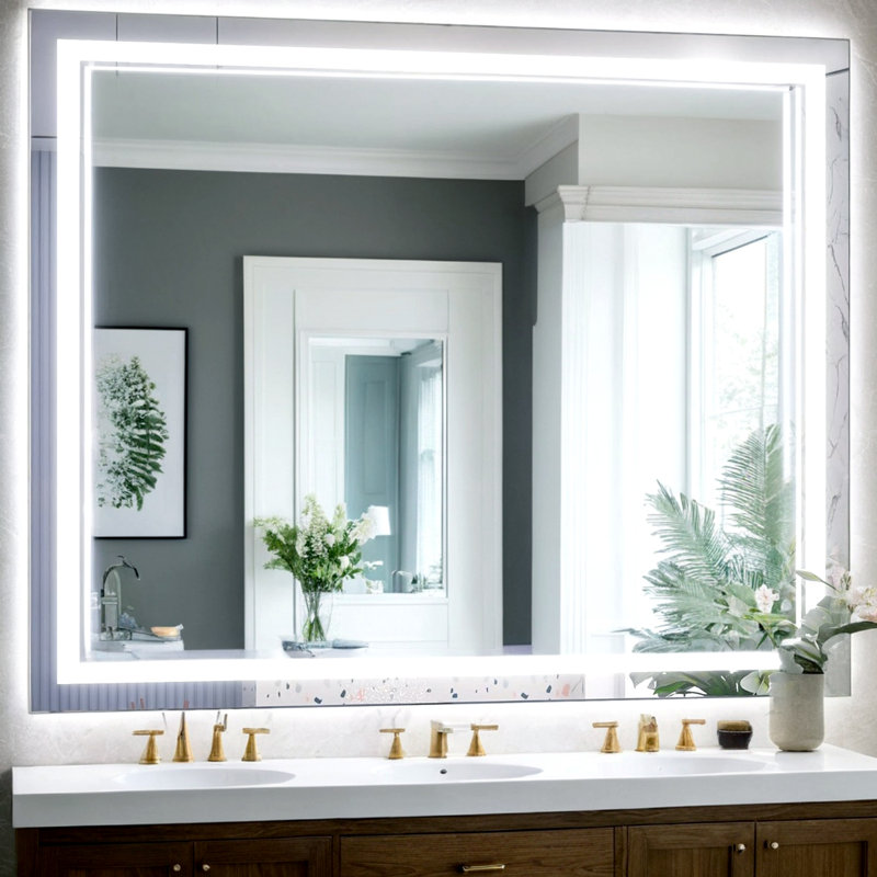 LED Anti-Fog Bathroom Mirror with 3 Colors Dimmable Touch Switch Control & Memory Function , 32" x 40"