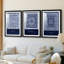 Indigo Tile I - Impression encadrée sur mesure de qualité supérieure mate - 3 pièces-588130252-588130254
