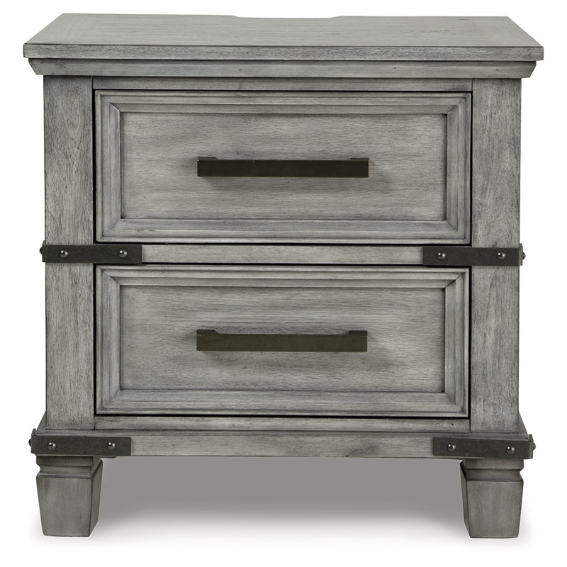 Russelyn Transitional 2-Drawer Nightstand in Weathered Gray