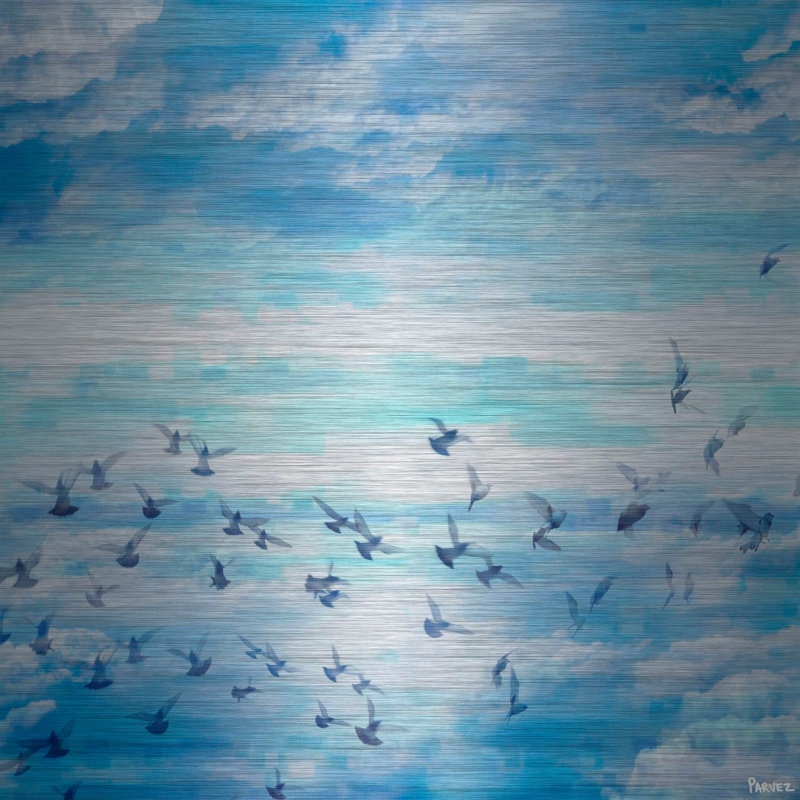 «Meadow Flock» par Parvez Taj, reproduction d'art sur aluminium brossé, H 32 po x l 32 po