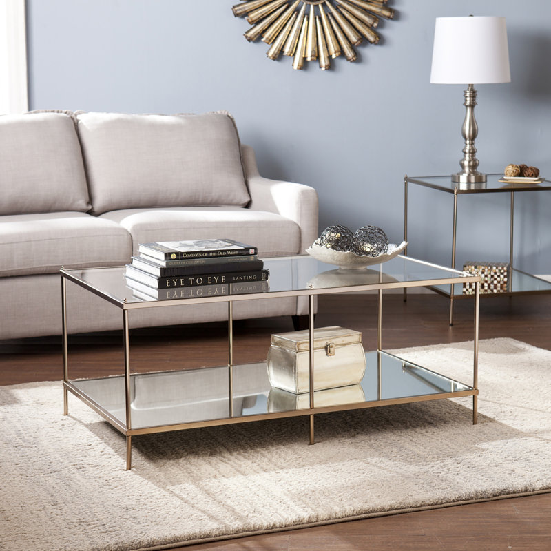 Gosport Glass Top Coffee Table, Warm Rose Gold