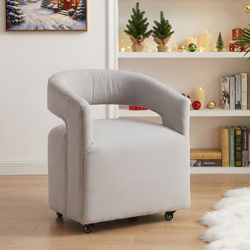 Chaise rembourrée Performance en tissu avec roulettes cachées, Gris