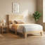 Base de lit simple en bois de rotin avec lumière DEL et tête de lit naturelle, support de lattes en bois robuste, aucun sommier requis-1852326627