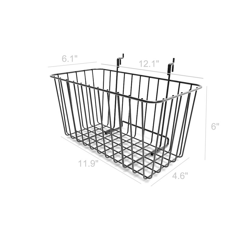 Panier rectangulaire en grillage de 12 x 6 pouces pour grillage ou lattes - noir
