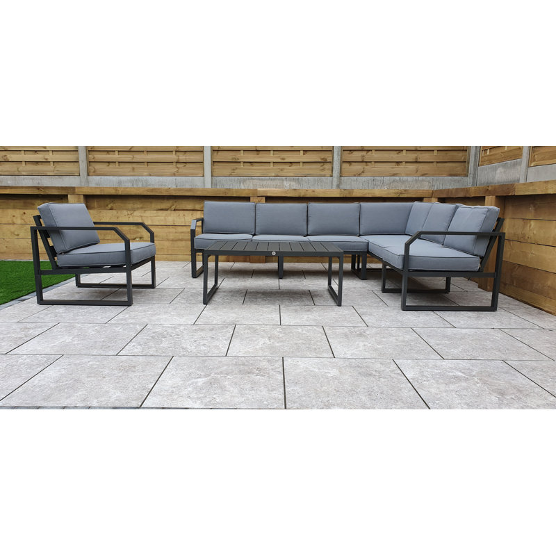 Lamaya Rectangular 6 - Piece 8 - Person 2000Cm L Aluminum Table Set with Cushions