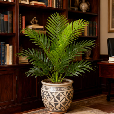 2 Pieces Artificial Areca Palm Tree Faux Plants, 26 Inch Artificial Plants Home Office Indoor Outdoor Decorative Greenery