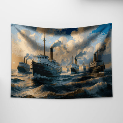 Nautical Ferry boats Wall Tapestry