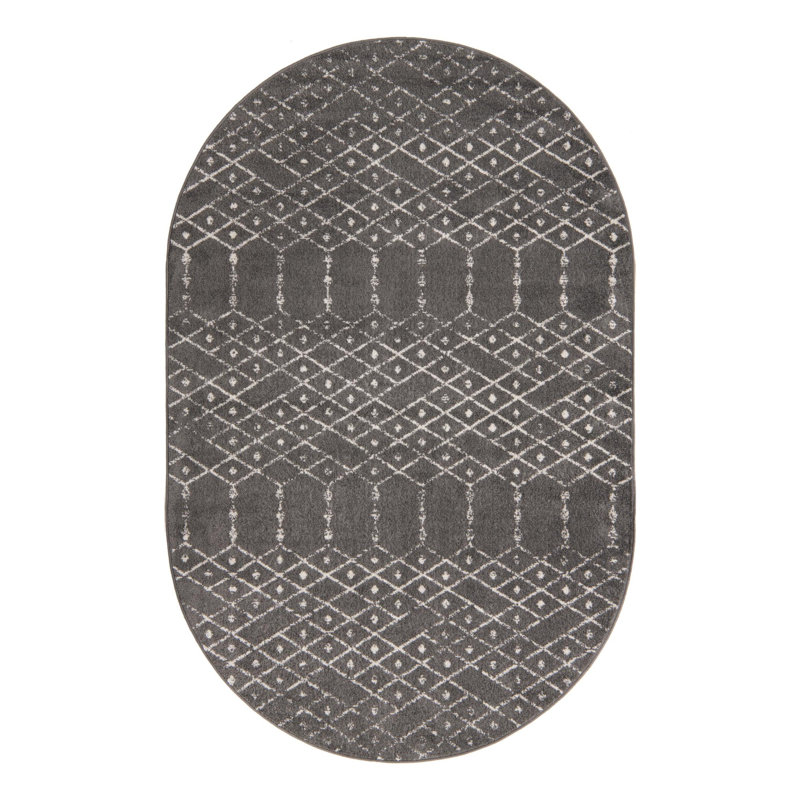 Ippazio Geometric Indoor Rug, Oval 5'3" x 8'