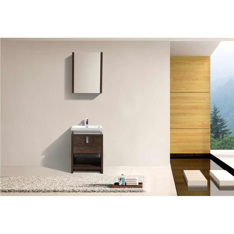 Ensemble de meuble-lavabo simple 24 po Ovando, bois de rose