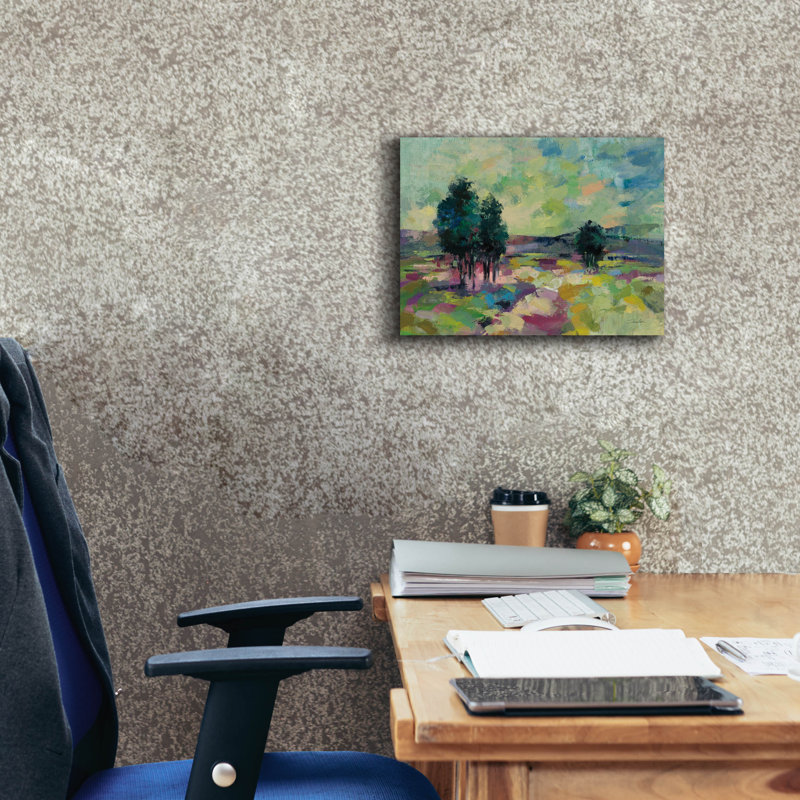 «Mauve Fields» par Silvia Vassileva, art mural sur toile, H 12 po x l 16 po x P 0,75 po
