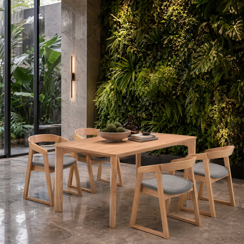 Ensemble de table de salle à manger 5 pièces en bois massif Avanti Modern, 4, Noyer