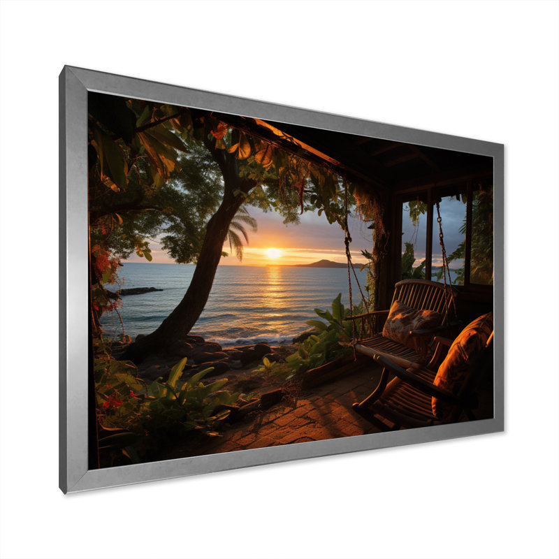 «Alisse Beach Tropical Vibes», impression sur toile, H 24 po x l 32 po x P 1 po, Cadre simple argenté
