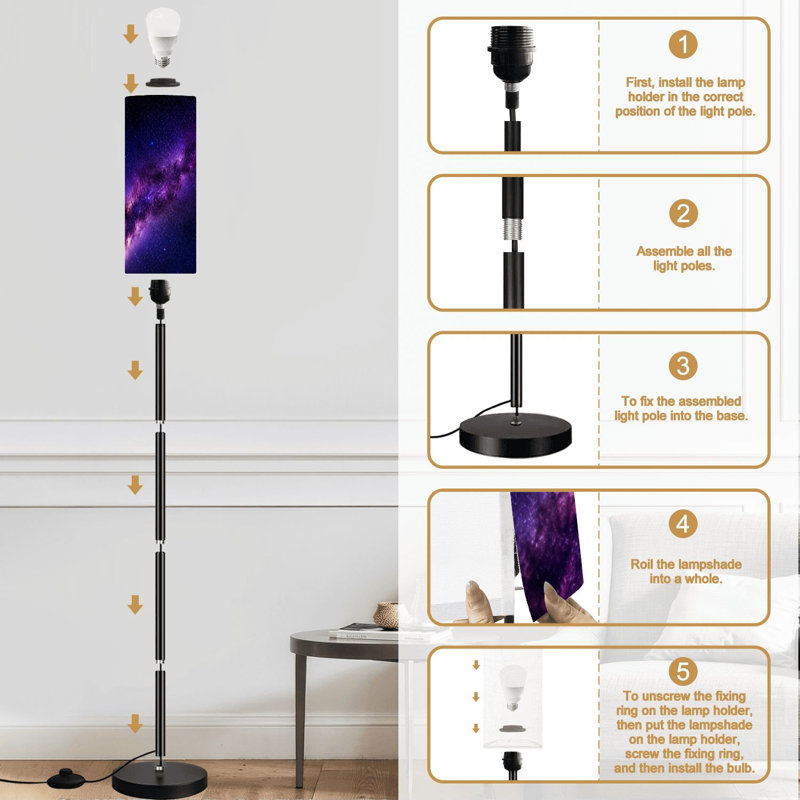 Lampe sur pied Star Sky à intensité variable moderne avec télécommande et pédale, abat-jour, abat-jour, grand lampadaire pour salon, chambre à coucher, bureau
