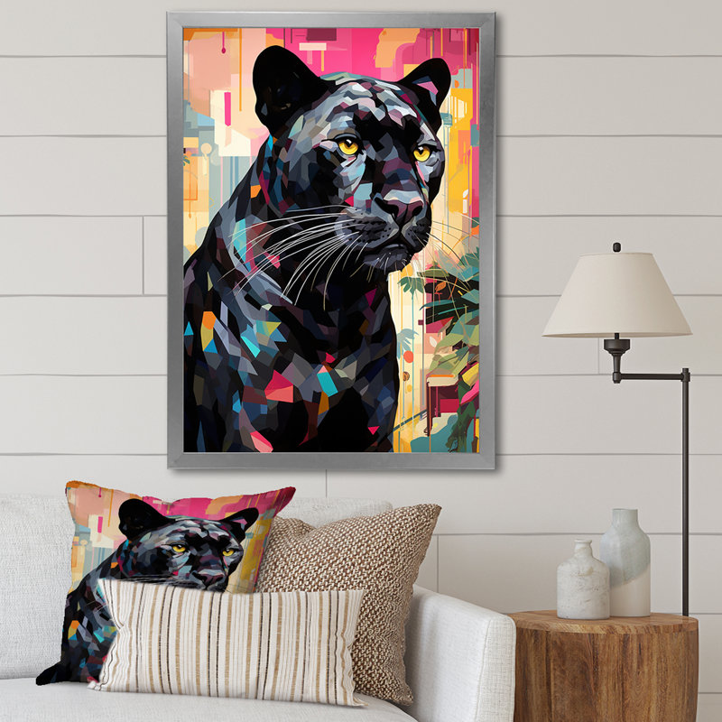 Popart sur fond noir, H 40 po x l 30 po x P 1,5 po, Cadre photo argenté