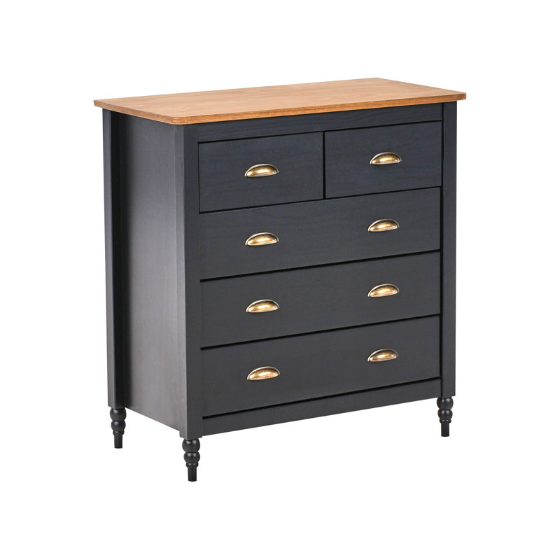 Cimino Solid Wood 5 -Drawer Accent Chest, Black