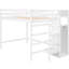 Lit mezzanine double blanc avec garde-robe et escalier de rangement - Structure en bois de pin pour une configuration de chambre à coucher à l'intérieur-1453558323