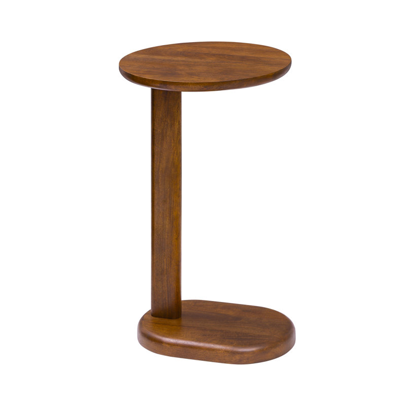 Veta Solid Wood C-Shaped End Table, Walnut
