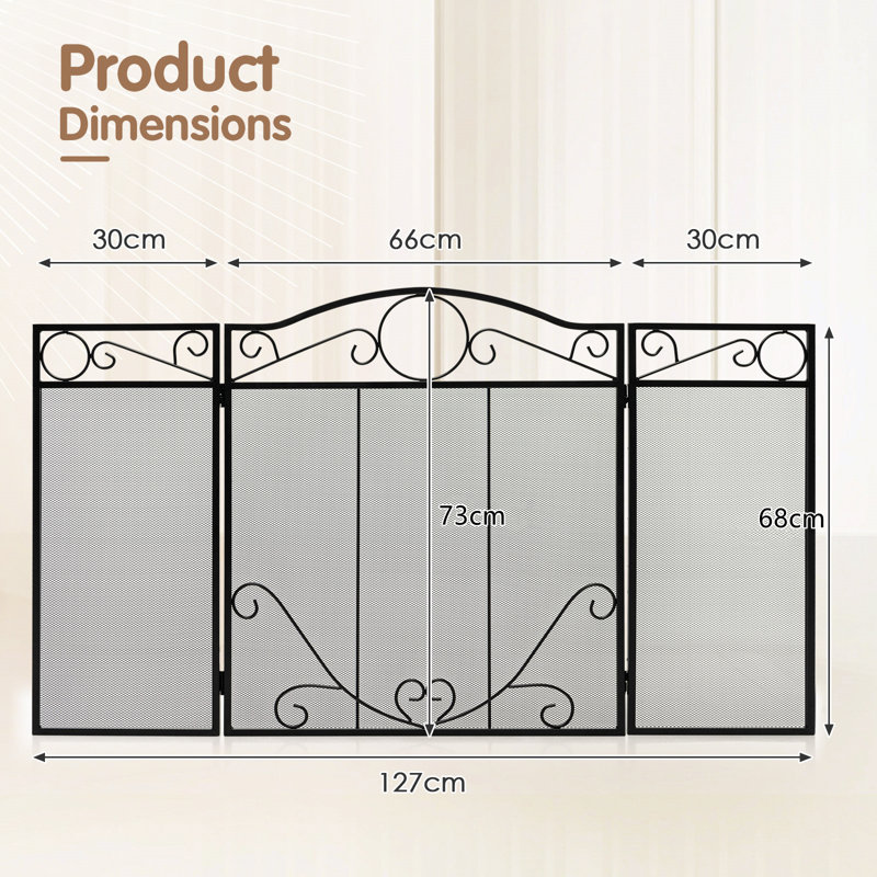 Kilian 3 Panel Steel Fireplace Screen