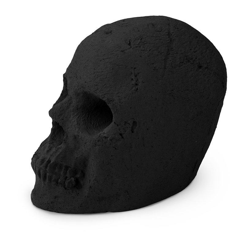 Black Ceramic Fireproof Skull for Fire Pit, 8 Inches