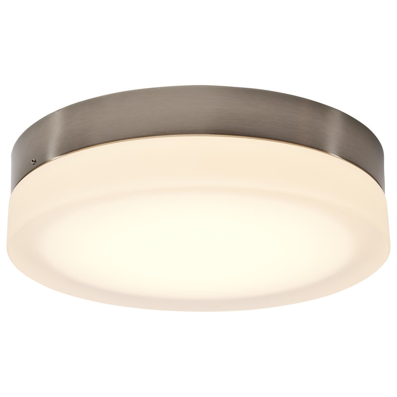 Plafonnier encastré en verre à DEL, Nickel brossé, H 3,13 po x l 11 po x P 11 po