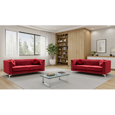 Colmar Black Velvet Sofa Set Of 2
