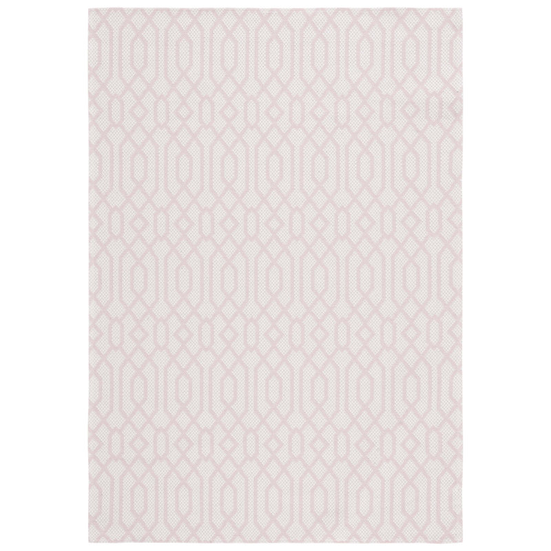 Martha Stewart 421 Cotton Geometric Rug in Pink/Ivory, Rectangle 5' x 7'