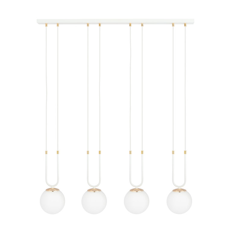 Spahn 4 - Light Black Kitchen Island Pendant, Opal, White
