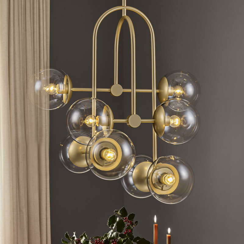 8 - Light Dimmable Glass Bubble Chandelier