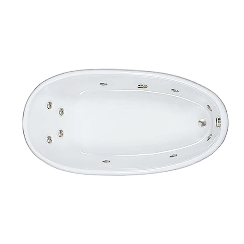 72" L x 36" W Drop In Whirlpool Acrylic Bathtub with Reversible Drain in White