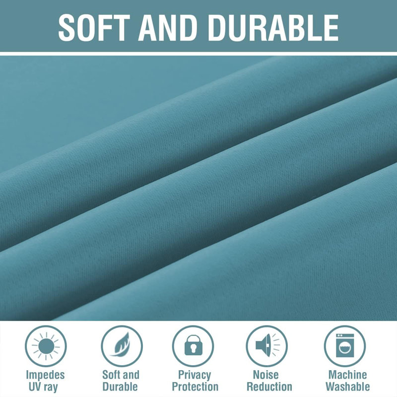Blackout Curtains for Bedroom/Living Room 2 Panels Set - Thermal Insulated Room Darkening Grommet Top Curtains, Storm Blue