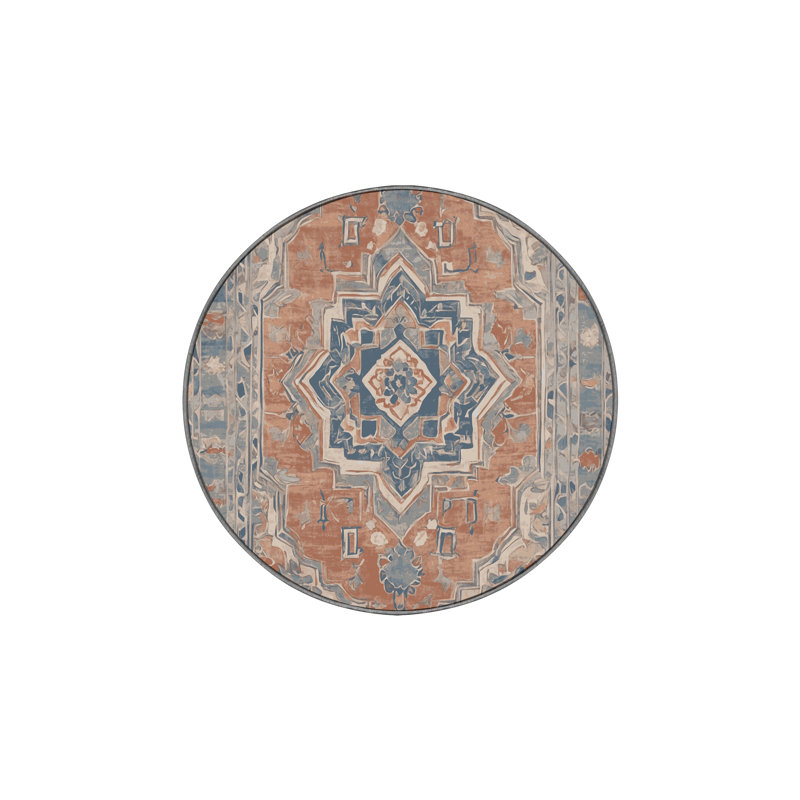 Tapis gris soyeux et moelleux, Rond 7 pi