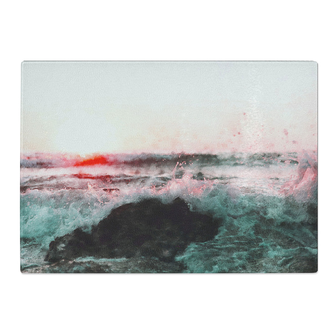 Tempered Glass Ocean Splash Chopping Board