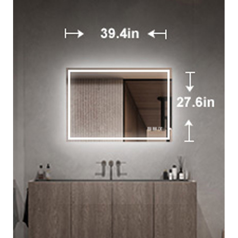 Miroir mural de salle de bain avec lumière DEL, 27,46 po x 39,28 po