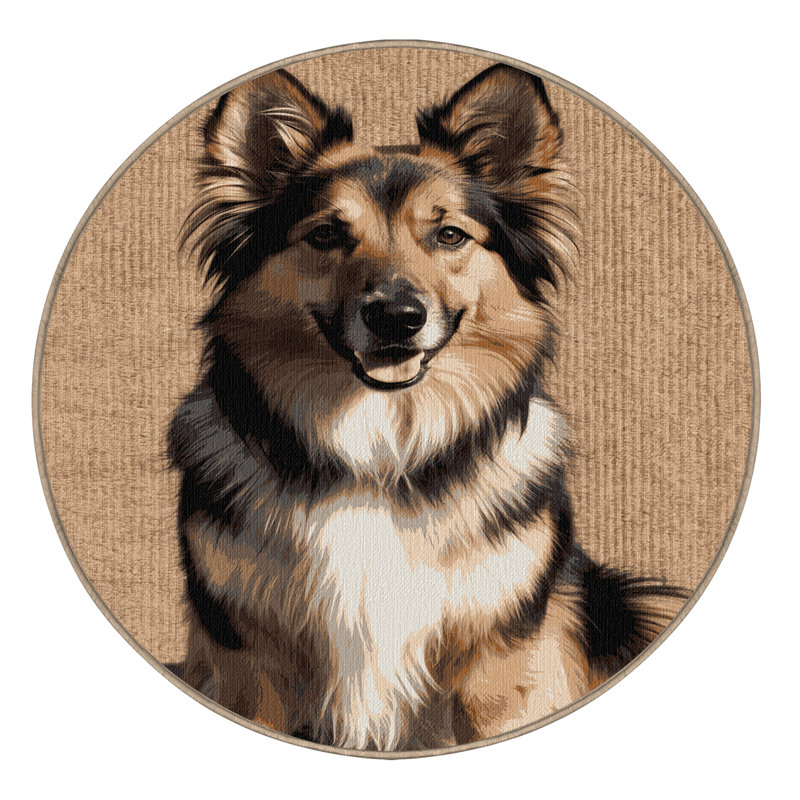  Tapis lavable pour chien de style norvégien Lundehund, Rond 7 pi