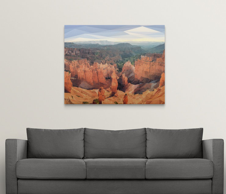 « bryce canyon-low-poly art », reproduction d’impression, H 38 po x l 48 po x P 1,5 po, Toile